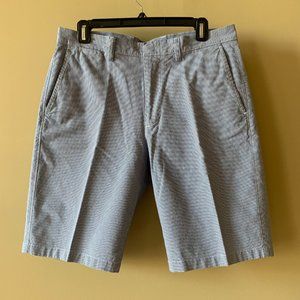 J.CREW Shorts Mens 31W Flat Front Chino Check Cotton Club Short Nailshead Blue